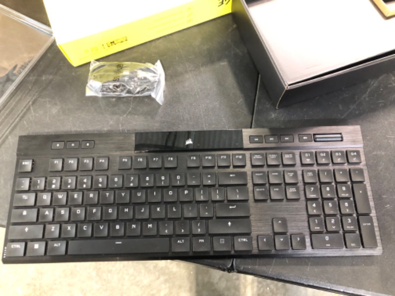 Photo 1 of Corsair K100 AIR Wireless RGB Mechanical Gaming Keyboard - Ultra-Thin, Sub-1ms Slipstream , Low-Latency Bluetooth, Cherry MX Ultra Low Profile Keyswitches - NA Layout, QWERTY - Black K100 AIR WIRELESS CHERRY MX Ultra Low Profile Switches