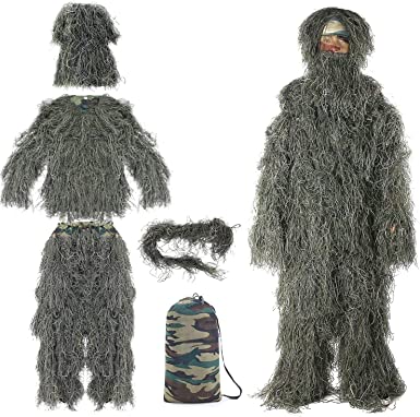 Photo 1 of Ghillie Suit 3D Youth Camo Camouflage Hunting Apparel Clothing for Halloween Party, Jungle Hunting, Shooting, Airsoft for Unisex Adults/Youth
