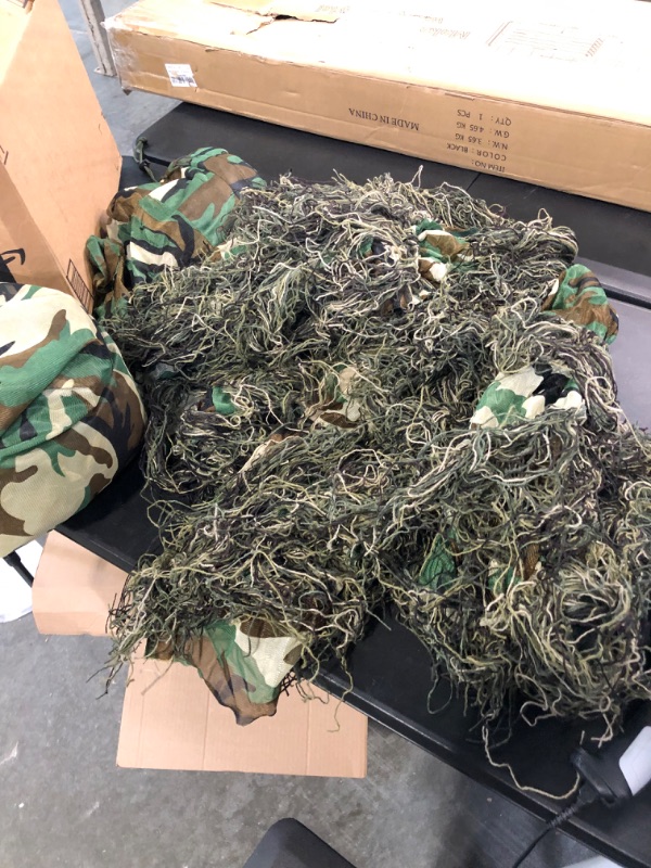 Photo 6 of Ghillie Suit 3D Youth Camo Camouflage Hunting Apparel Clothing for Halloween Party, Jungle Hunting, Shooting, Airsoft for Unisex Adults/Youth
