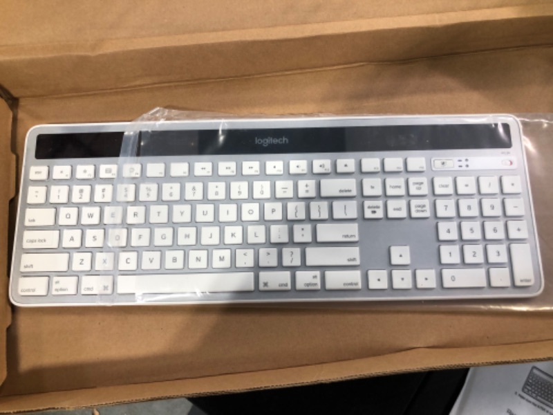 Photo 2 of Logitech K750 Wireless Solar Keyboard for Mac — Solar Recharging, Mac-Friendly Keyboard, 2.4GHz Wireless - Silver
