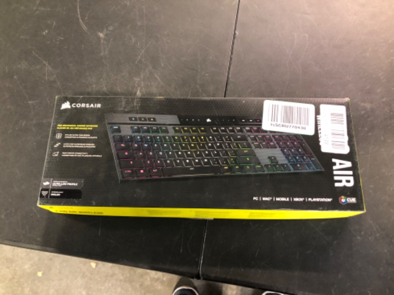 Photo 5 of Corsair K100 AIR Wireless RGB Mechanical Gaming Keyboard - Ultra-Thin, Sub-1ms Slipstream , Low-Latency Bluetooth, Cherry MX Ultra Low Profile Keyswitches - NA Layout, QWERTY - Black K100 AIR WIRELESS CHERRY MX Ultra Low Profile Switches