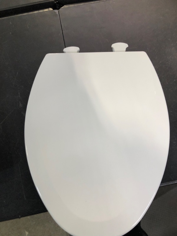 Photo 5 of Bemis 1500EC 000 Toilet Seat with Easy Clean & Change Hinges, Elongated, Durable Enameled Wood, White 1 Pack Elongated White