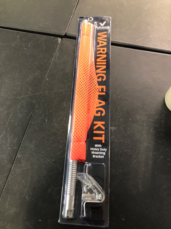 Photo 1 of VULCAN Heavy Duty Spring Warning Flag Kit with Universal Mounting Bracket - Mesh Construction - 18 Inch
