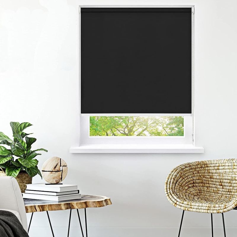 Photo 1 of Black 100% Blackout 22X72 Roller Window Shades, Window Thermal Insulated
