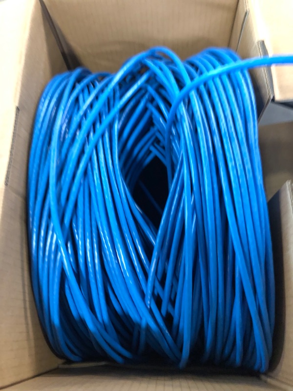 Photo 2 of Cat6A Plenum (CMP), 1000ft, 23AWG | 100% Solid Bare Copper | Unshielded Twisted Pair (UTP) Bulk Ethernet Cable, Available in Blue, White & Black Color (Cat6A Plenum Blue)