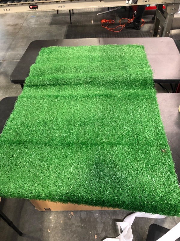 Photo 2 of Artificial Grass Puppy Pee Pad for Dogs and Small Pets - 50 x 32 Reusable 3-Layer Training Potty Pad with Tray - Dog Housebreaking Supplies by PETMAKER