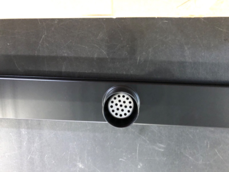Photo 4 of 36 Inch Linear Shower Drain Matte Black, Rectangular Floor Drain with Removable Pattern Grate Cover, Brushed 304 Stainless Steel Shower Drain Including Adjustable Feet, Hair Strainer Matte Black Capsule 36inch