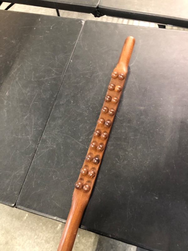 Photo 1 of Goodtar Guasha Wood Stick Tools Wooden Therapy Scraping Lymphatic Drainage Massager, Double Row 20 Beads Point Treatment Gua Sha Tools for Back Leg 20 knobs