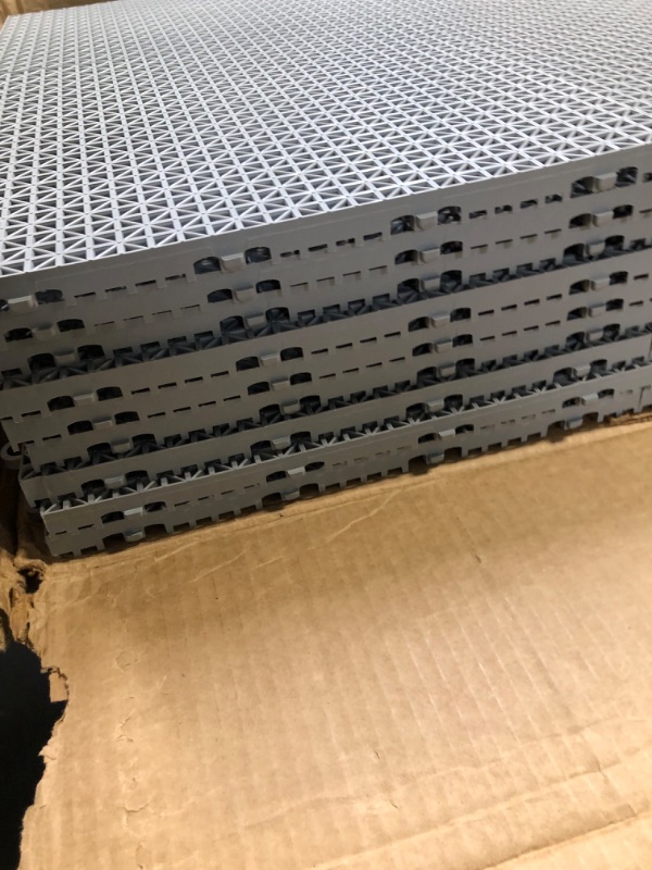Photo 1 of Big Floors DT40GRAY DuraGrid Outdoor Modular Interlocking Multi-Use Plastic Deck Tile, 36 Pack, Gray
