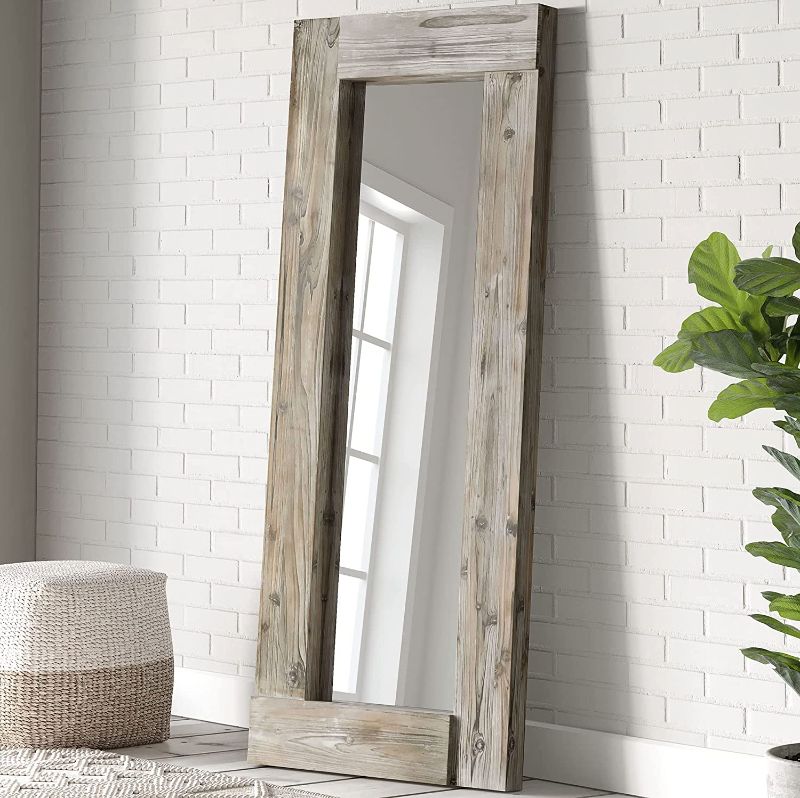 Photo 1 of Barnyard Designs Full Length Floor Mirror - Unfinished Wood Leaner Mirror, Large Full Body Rustic Frame, Standing, Leaning or Hanging, Farmhouse Living Room & Bedroom, Natural (24x58 Inch)
