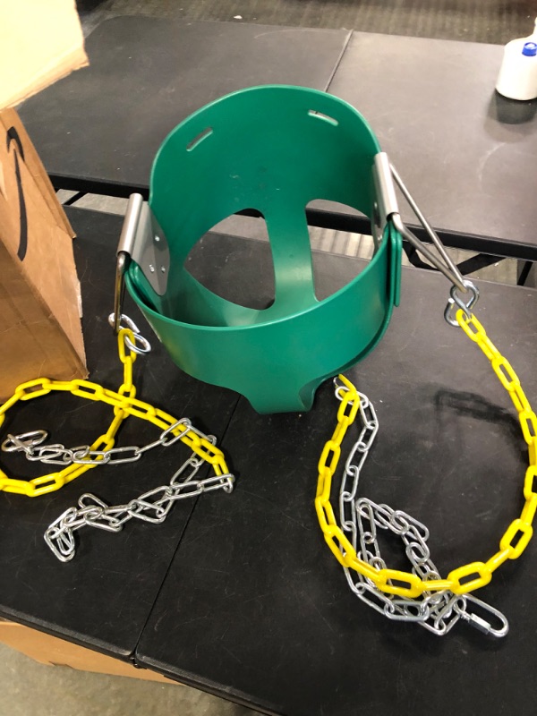 Photo 1 of Gorilla Playsets 04-0008-G/G Full Bucket Toddler Swing, Bucket, Green 60" Plastic Coated Chains, 50 Lb Capacity

