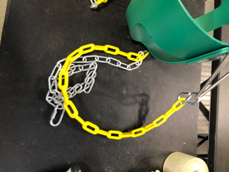 Photo 1 of Gorilla Playsets 04-0008-G/G Full Bucket Toddler Swing, Bucket, Green 60" Plastic Coated Chains, 50 Lb Capacity
