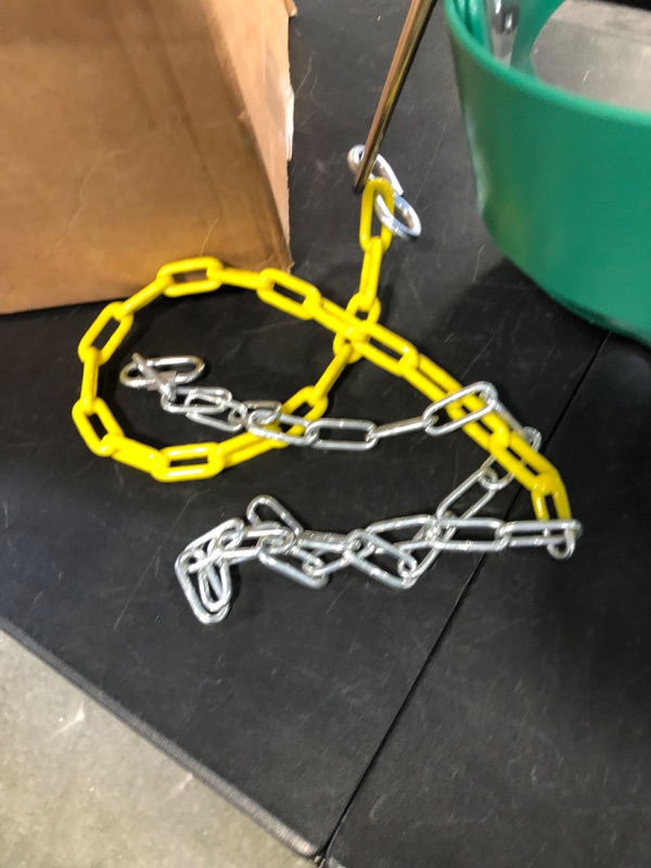 Photo 1 of Gorilla Playsets 04-0008-G/G Full Bucket Toddler Swing, Bucket, Green 60" Plastic Coated Chains, 50 Lb Capacity
