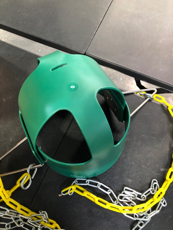 Photo 1 of Gorilla Playsets 04-0008-G/G Full Bucket Toddler Swing, Bucket, Green 60" Plastic Coated Chains, 50 Lb Capacity
