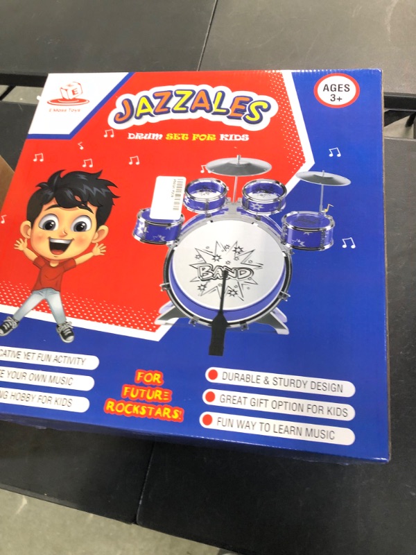 Photo 3 of EMAAS Kids Jazz Drum Set for Kids – 5 Drums, 2 Drumsticks, Kick Pedal, Cymbal Chair, Stool – Ideal Gift Toy for Kids, Teens, Boys & Girls - Stimulates Musical Talent Imagination and Creativity