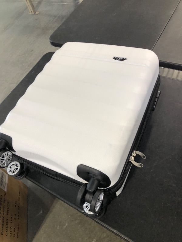 Photo 1 of GinzaTravel Anti-scratch ABS Hardside white luggage 20inch Carry-On Lightweight Spinner Suitcase
