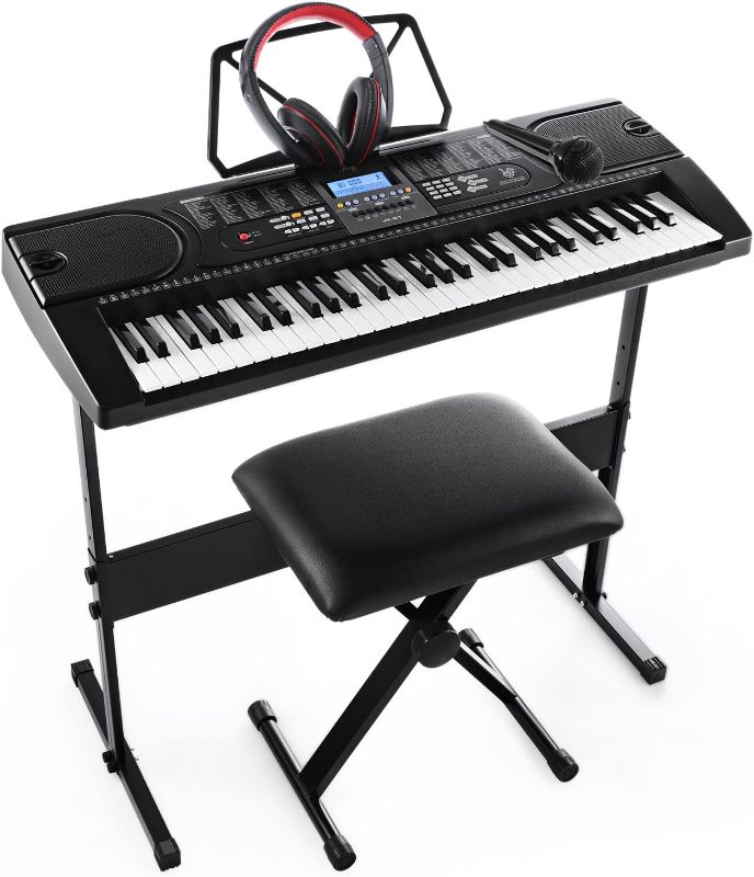 Photo 1 of 61-Key Electronic Keyboard Pack with Headphones,Microphone,Stand,Stool,and Power Supply-The electronic keyboards (Pack of 1)
