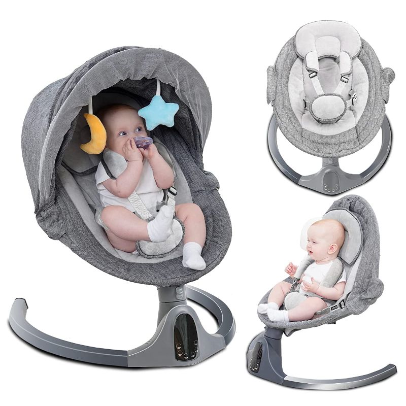 Photo 1 of NAPEI Baby Swing for Infants to Toddler,Electric Portable Baby Swing and Bouncer,10 Music,5 Speed,3 Seat Position,Baby Rocker for Baby 0-9 Month
