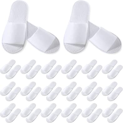 Photo 1 of 48 Pairs Spa Slippers Disposable Slippers for Women Men White Non-Slip Guests Slippers for Spa Hotel Travel Home Party Wedding Supplies
