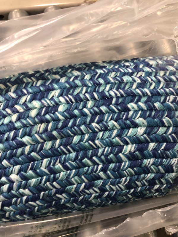 Photo 1 of 7' oval braided blue outdoor rug