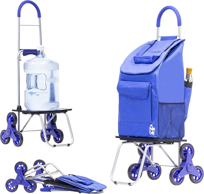 Photo 1 of  Stair Climber Bigger Trolley Dolly, Blue Shopping Grocery Foldable Cart Condo Apartment
