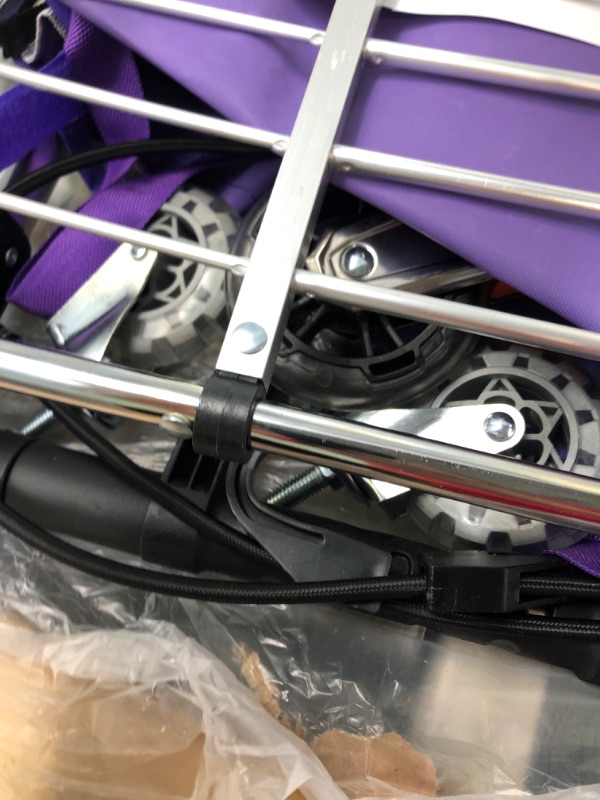 Photo 1 of Grocery Cart 50L Large Capacity Stair Climbing Cart with 8 Wheels,Shopping Carts for Groceries Double Handle Rolling Grocery Laundry Foldable Utility Shopping Cart(Purple) Purple Larger size