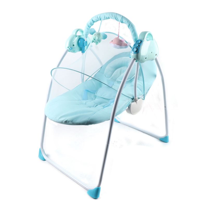 Photo 1 of Oukaning Electric Baby Swing Portable Music Swing Cradle Baby Rocking Chair for Infants Blue
