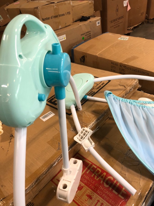Photo 1 of Oukaning Electric Baby Swing Portable Music Swing Cradle Baby Rocking Chair for Infants Blue
