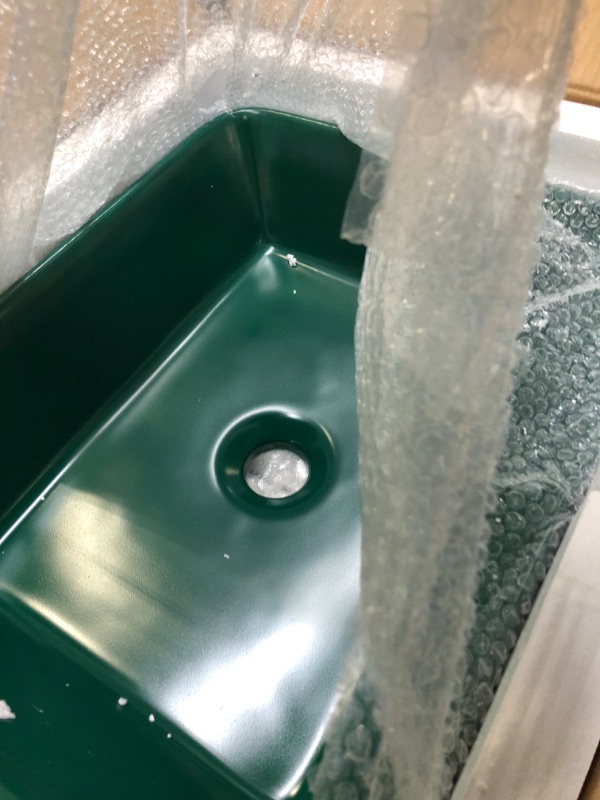 Photo 2 of 19 Inch Above Counter Bathroom Sink-Hovheir 19X15 Inch Rectangular Bathroom Vessel Sink Above Counter Vessel Sink Green Ceramic Bowl Sink Art Basin Green Basin