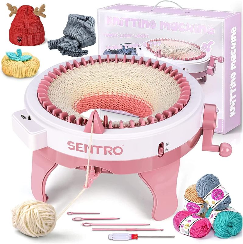 Photo 1 of Brimoon 48 Needles Knitting Machine, Smart Weaving Loom Round Knitting Machines with Row Counter for Adults or Kids?DIY Knit Loom Machine Kit for Hat, Scarves, Gloves, Socks