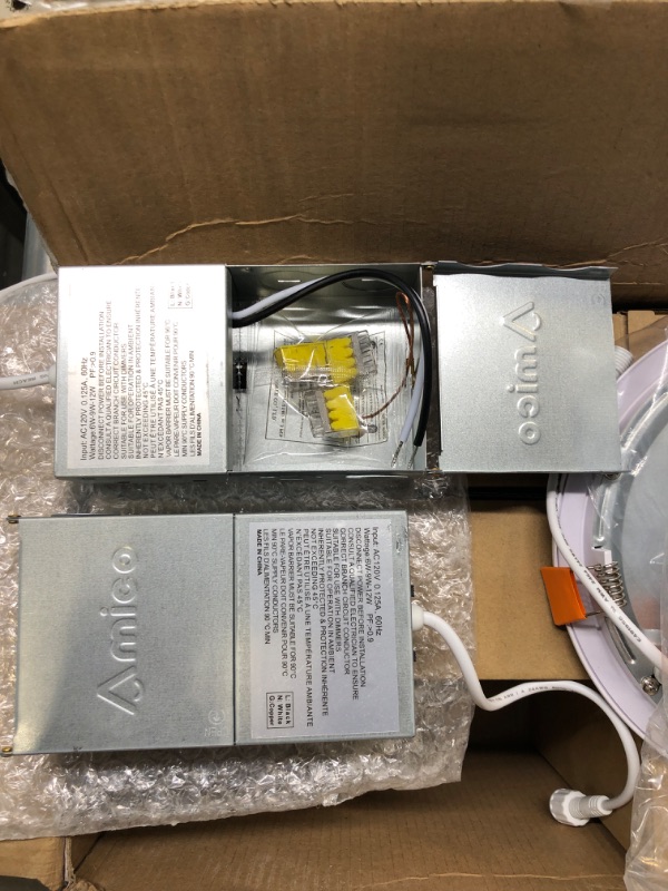 Photo 4 of Amico 12 Pack 6 Inch 5CCT Ultra-Thin LED Recessed Light with Junction Box, 2700/3000/3500/4000/5000K & 6/9/12W Selectable, 12W=110W, Dimmable Canless Wafer Downlight, 1050LM High Brightness -ETL