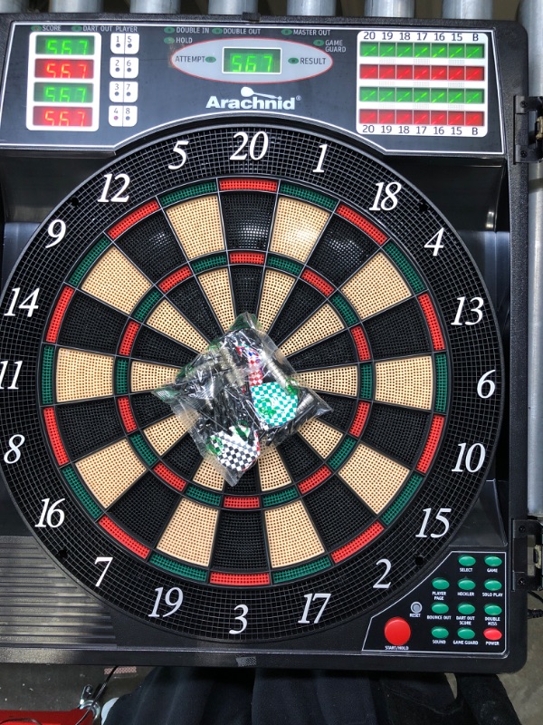 Photo 1 of Arachnid Titanium 5400 Electronic Dartboard and Cabinet, Black