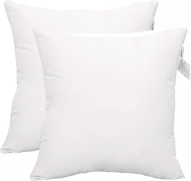 Photo 1 of ACCENTHOME 18x18 Pillow Inserts (Pack of 4) Hypoallergenic Throw Pillows Forms | White Square Throw Pillow Insert | Decorative Sham Stuffer Cushion Filler for Sofa, Couch, Bed & Living Room Decor