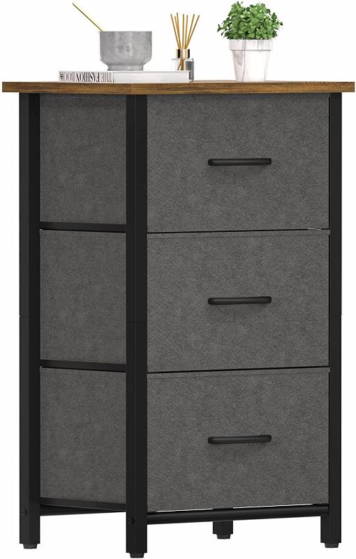 Photo 1 of Yoobure Nightstand with 3 Drawer Dresser, Small Dresser for Bedroom Storage Drawers Tower, Bedside Furniture Fabric Dressers & Chests of Drawers Organizer Unit for Closet Hallway Office College Dorm