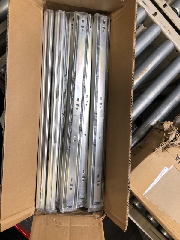 Photo 3 of 10 Pairs of 22 Inch Hardware 3-Section Full Extension Ball Bearing Side Mount Drawer Slides,100 LB Capacity Drawer Slide 22 Inch Zinc Plated