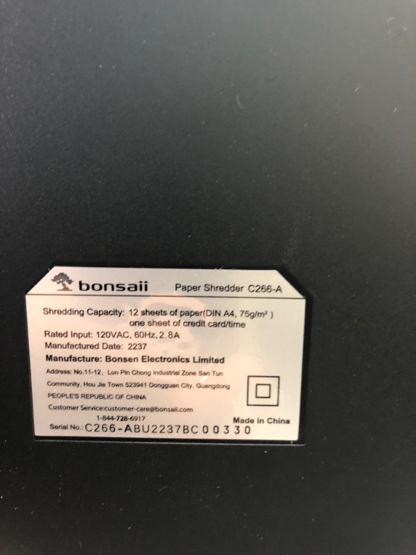 Photo 1 of Bonsaii Paper Shredder, 12-Sheet Cross-Cut Shredder for Home Office Use, 30-Minutes Heavy Duty Shredder with 4.2 Gal Pullout Bin & 4 Casters for Credit Card/CD Anti-Jam Shredding Machine (C266-A) 12 Sheet-4.2 Gal