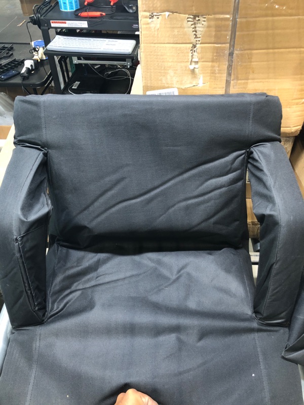 Photo 1 of Avocahom Folding Stadium Seats-21/25Inch Wide Reclining Bleacher Seats Chairs w/Back Support & Armrest and Padded Cushion for Sports Concerts Camping 1 Pack-black Extra Wide-25"