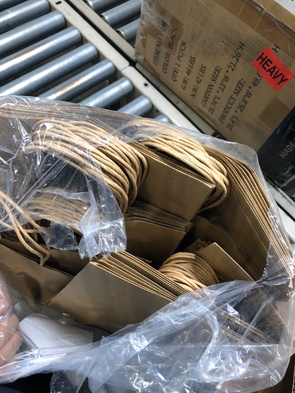 Photo 1 of BAGKRAFT Pack of 100 Brown Paper Bags With Handles, 100% Recyclable Brown Kraft Paper Bags, Mixed Sized Gift Wrap Bag, Shopping, Boutique, Packaging, Merchandise, Grocery, Retail, Arts and Crafts