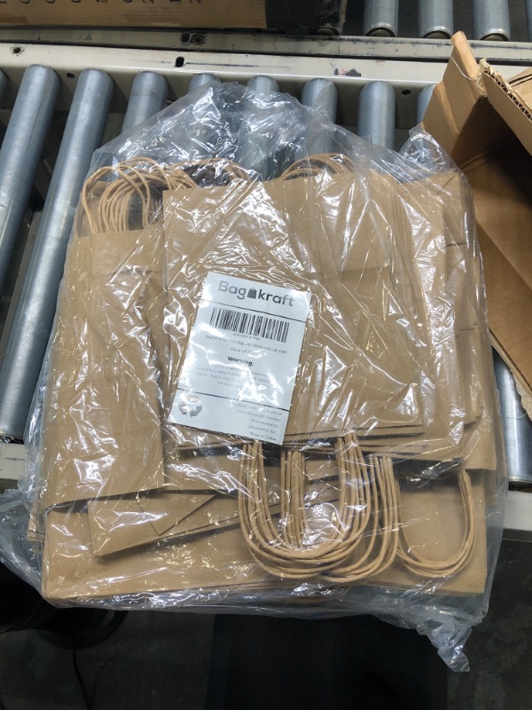 Photo 1 of BAGKRAFT Pack of 100 Brown Paper Bags With Handles, 100% Recyclable Brown Kraft Paper Bags, Mixed Sized Gift Wrap Bag, Shopping, Boutique, Packaging, Merchandise, Grocery, Retail, Arts and Crafts