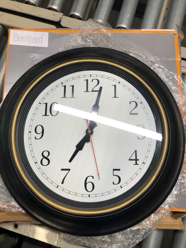 Photo 2 of Bernhard Products Large Wall Clock 18" Quality Quartz Silent Non Ticking, Battery Operated for Home/Living Room/Over Fireplace, Beautiful Decorative Timeless Stylish Dark Brown XL Clocks, Easy to Read