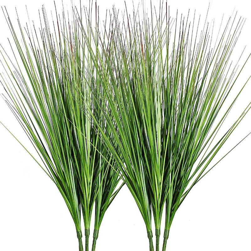 Photo 1 of 27" Artificial Plants Onion Grass Greenery Faux Fake Shrubs Plant Flowers Wheat Grass for House Home Indoor Outdoor Office Room Gardening Indoor Décor 6 Pack