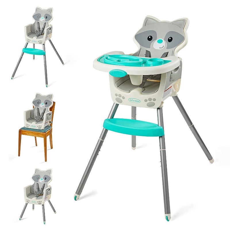 Photo 1 of Infantino Grow-with-Me 4-in-1 Convertible High Chair, Raccoon-Theme, Space-Saving Design, Booster and Toddler Chair, for Infants & Toddlers 3M-36M