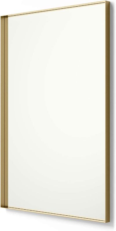 Photo 1 of Better Bevel 20" x 30" Gold Metal Framed Mirror | Rectangle Bathroom Wall Mirror