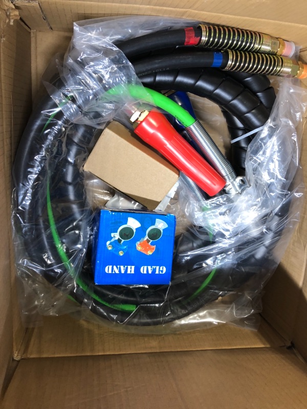 Photo 2 of KOOTANS 15Ft 3 in 1 ABS 7 Way Electrical Cable and Rubber Air Line Hose Wrap Assembly with Aluminum Service Emergency Glad Hands and Extension Handles for Semi Truck Trailer Tractor 15FT Air Lines with Glad Hands & Grips