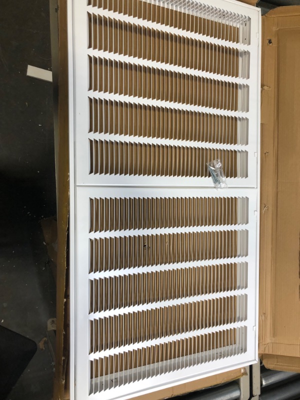 Photo 4 of 40" X 20 Steel Return Air Filter Grille for 1" Filter - Fixed Hinged - Ceiling Recommended - HVAC Duct Cover - Flat Stamped Face - White [Outer Dimensions: 42.5 X 21.75] 40 X 20