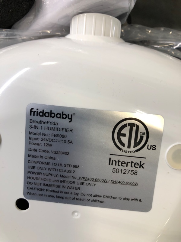 Photo 3 of Frida Baby Fridababy 3-in-1 Humidifier with Diffuser and Nightlight, White