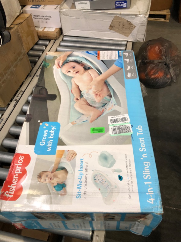 Photo 2 of Fisher-Price 4-In-1 Sling 'N Seat Bath Tub, Pacific Pebble, Baby To Toddler Convertible Tub With Seat And Toys