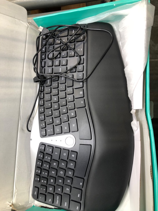 Photo 3 of Nulea Ergonomic Keyboard, Wired Split Keyboard with Pillowed Wrist and Palm Support, Featuring Dual USB Ports, Natural Typing Keyboard for Carpal Tunnel, Compatible with Windows/Mac