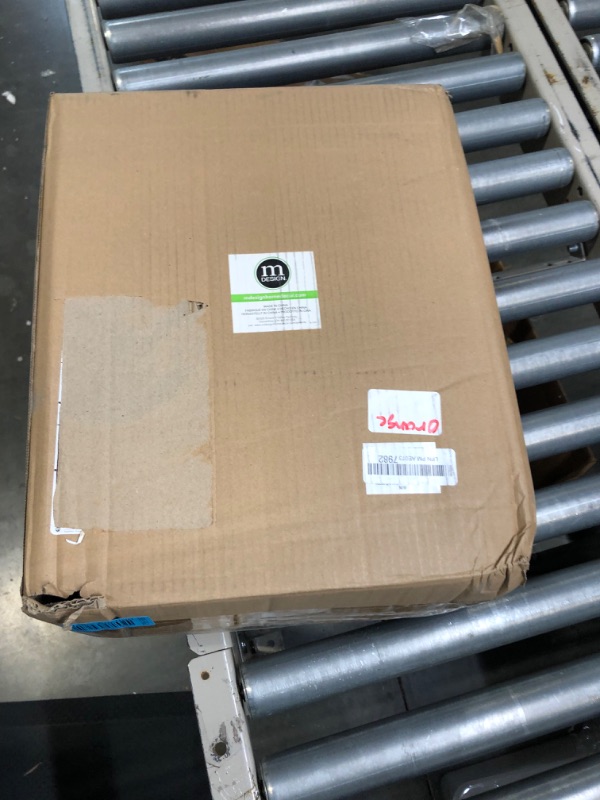 Photo 1 of mDesign Slim Metal Rectangle 2.6 Gallon Trash Can with Step Pedal, Easy-Close Lid, Removable Liner - Narrow Wastebasket Garbage Container Bin for Bathroom, Bedroom, Kitchen, Office - Brushed Chrome Brushed 2.6 Gallon