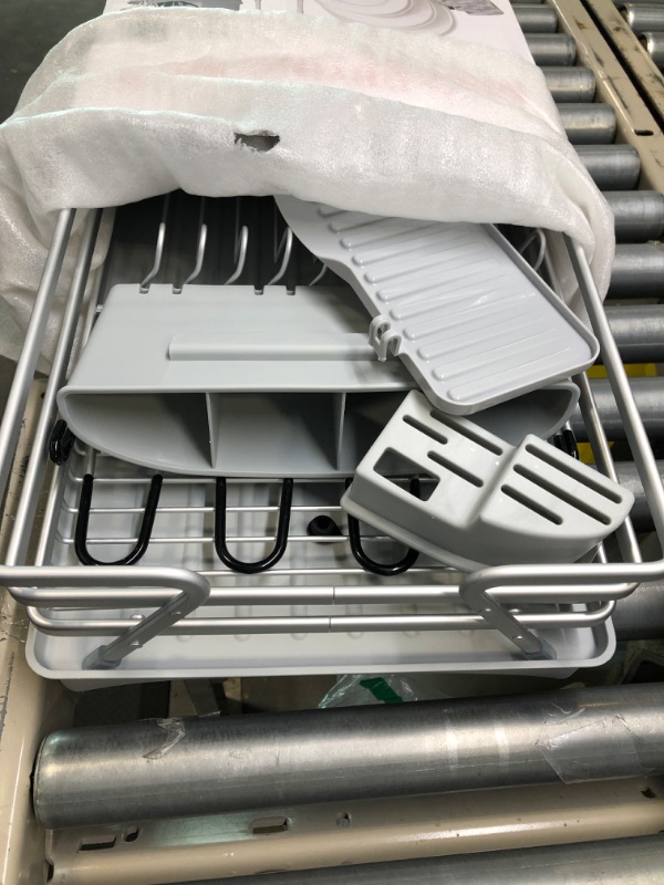 Photo 3 of Aluminum Dish Drying Rack, ROTTOGOON Rustproof Dish Rack and Drainboard Set with Drainage, Utensil Holder, Cup Holder, Compact Dish Drainer for Kitchen Counter Cabinet, 16.5"(L) x 11.8"(W), Light Gray Light Gray & Silver
(MINIMAL ASSEMBLY REQUIRED. FACTOR